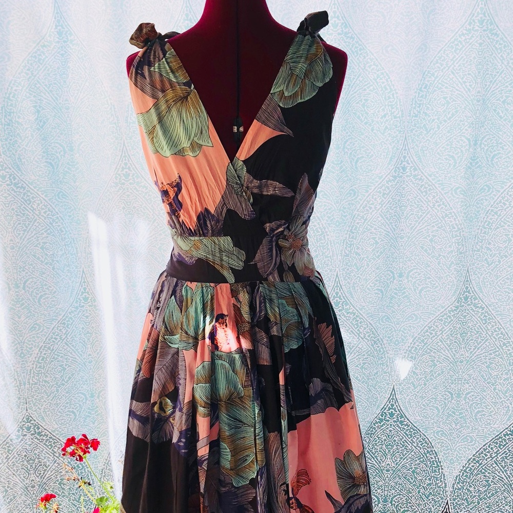 Fun ARYEH Pink Floral Cotton Party Dress Sundress